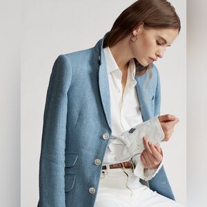 NWT Ralph Lauren Blue Herringbone Blazer, Size 2